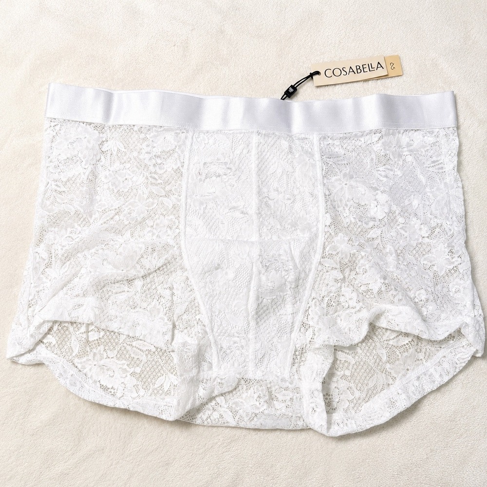 COSABELLA Men's Classic Trunk White Lace Underwear - Size L / NWT